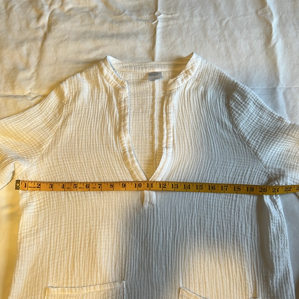 Kona Sol V-neck Cotton Tunic Swimsuit Cover-up White/Pockets size S - Picture 10 of 12